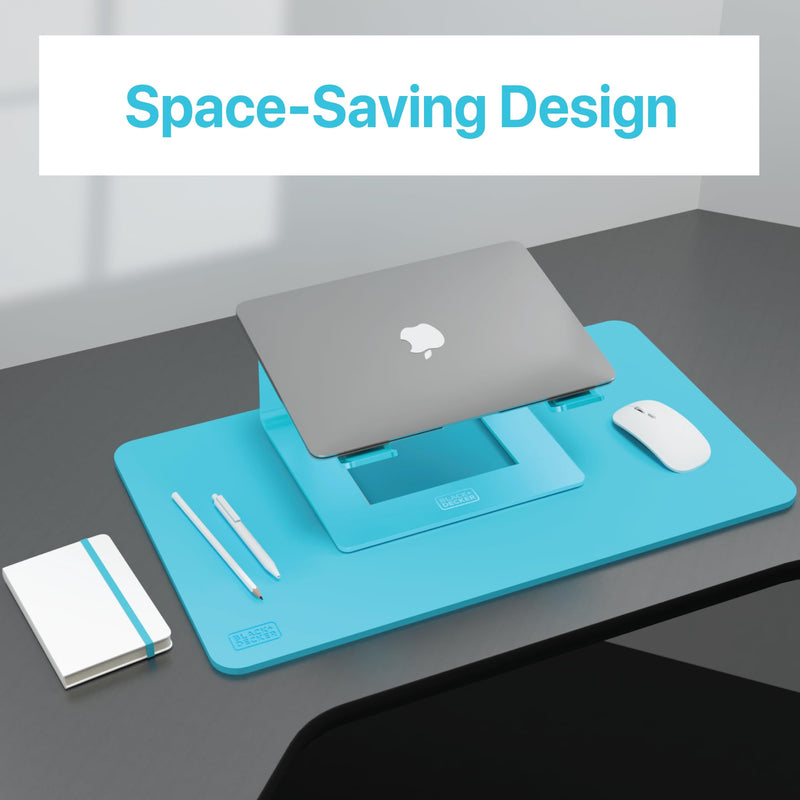 BLACK+DECKER Laptop Stand for Computer Desk, Ergonomic Laptop Stand for Desk, Lap top Riser Compatible with Macbook Notebook, Lap top Holder, Durable Aluminum Computer Riser Accessories, LochNess Blue Loch Ness