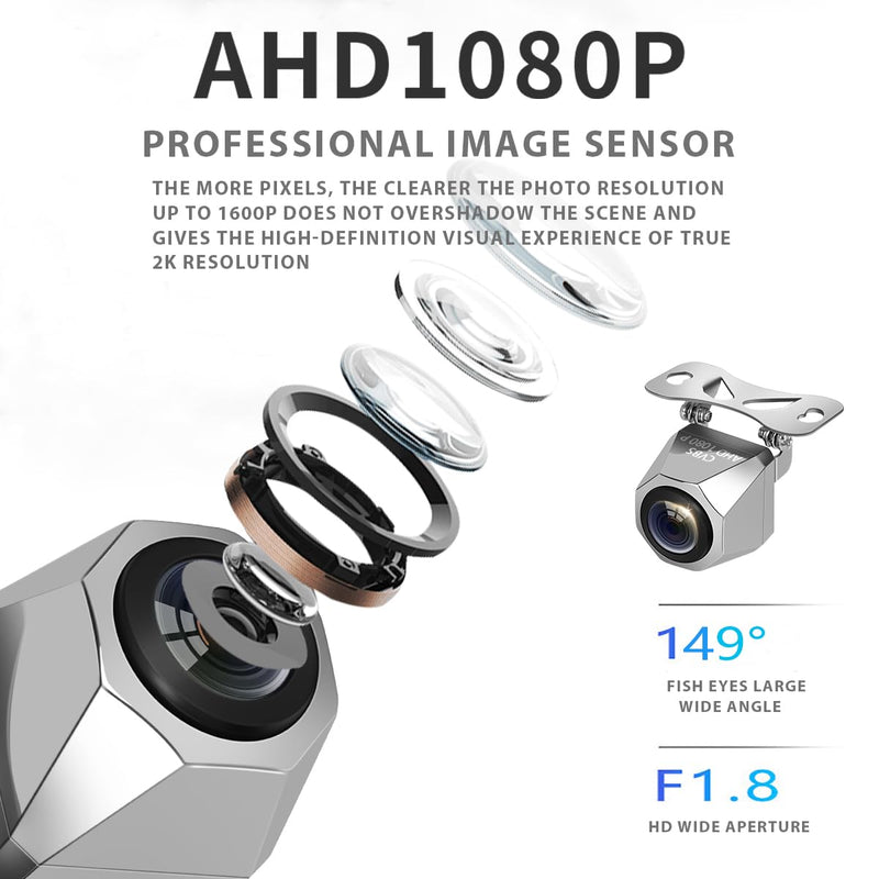 Backup Camera for Car, AHD1080P/CVBS Metal Housing Wide Angle Rearview Reversing Back up Camera, Perfect Night Vision IP69 Waterproof Reverse Rear View Camera for Car SUV Pickup and Other Vehicles