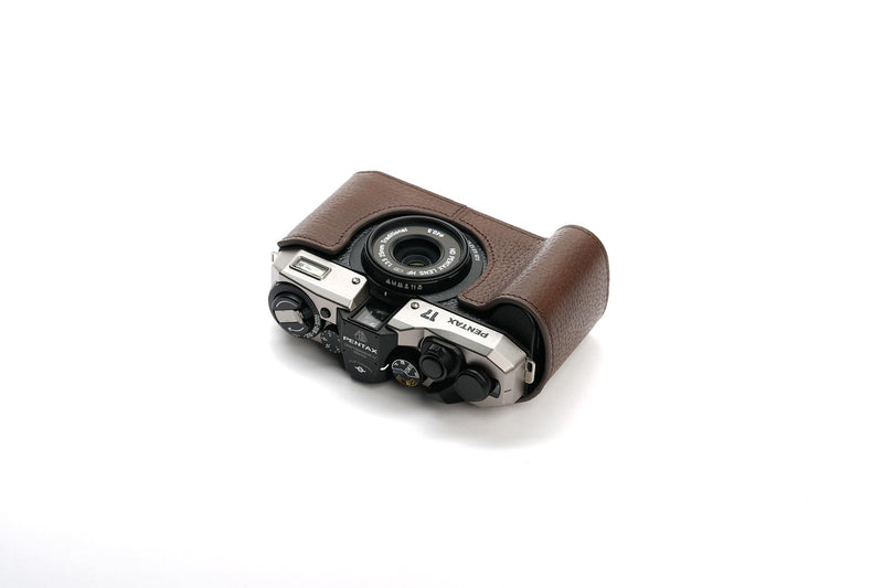 for Pentax 17 Case, Handmade Genuine Real Leather Half Camera Case Bag Cover for Pentax 17 Film Camera With Hand Strap (Coffee) Coffee
