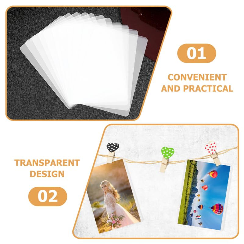 100pcs 3-inch 0.2mm Thermal Laminating Pouches Waterproof Photo Sealing Sheets Plastic Laminating Film for Office Document Protection