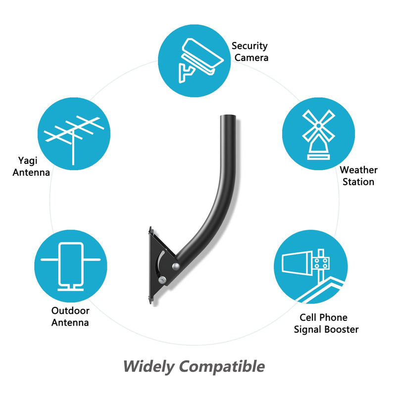 Newest Version Adjustable Outdoor/Attic TV Antenna Mount Pole,Stainless Painting 13'Arm Length,Reversible,Lightweight,Waterproof,Easy Installation