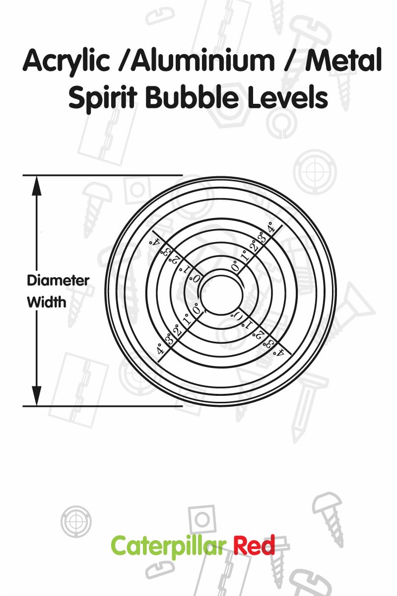 Magnetic Metal Large Spirit Bubble Level 60mm Diameter, (2 23/64 in), Degrees, Circular, Surface Level - Metal Housing, Blue/Silver