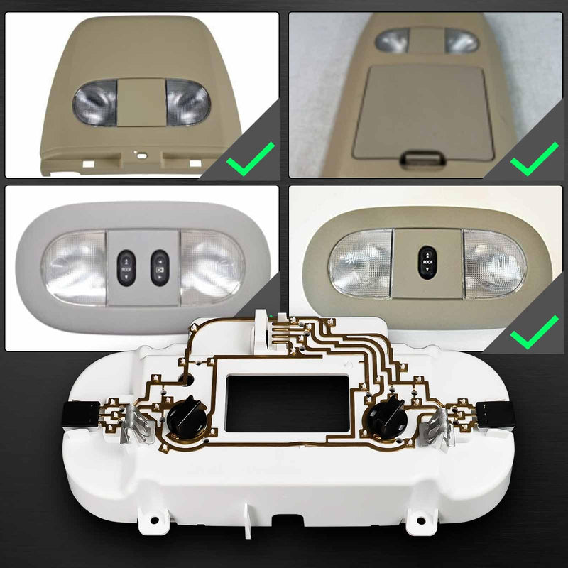 VM2396 829182 Front Overhead Console Circuit Board Repair Kit with 2 Lens Fit for Ford F150 F250 F350 F450 F550 for Lincoln Mark LT 2004-2010 Cab Interior Ceiling Dome Map Reading Light Lamp lights