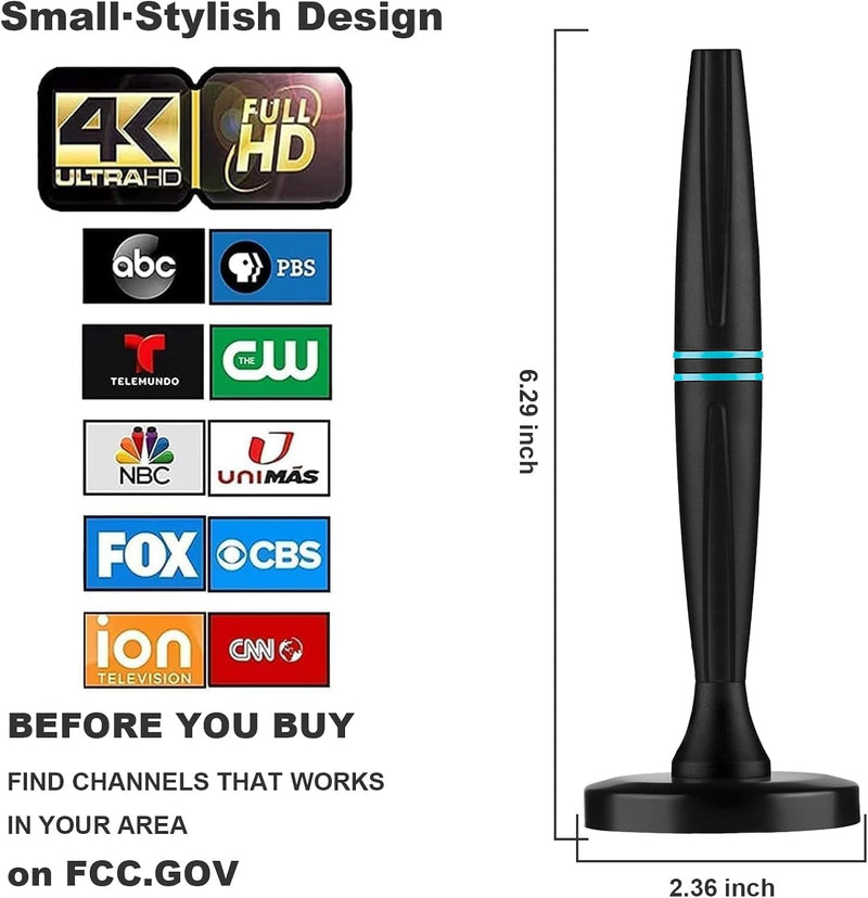 TV Antenna Indoor, Antenna for Smart TV, Support 4K 1080p with Signal Booster for Local Channels, Long Range Reception - Cable Length 18ft (Dark Grey) Vertical