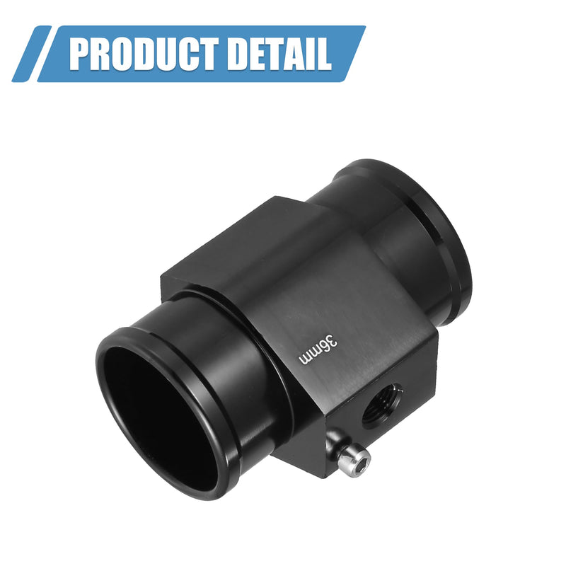 X AUTOHAUX 1 Set 36mm Universal Aluminum Water Temp Temperature Joint Pipe Sensor Gauge Radiator Hose Adapter with Hose Clamps