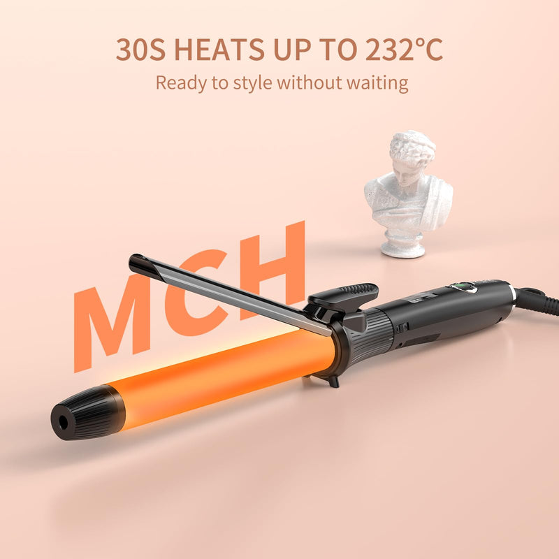 K&K Hair Curling Wand, 32mm Ceramic Titanium Barrel, Digital Display, 50-230°C, 60 Min Auto Shut Off (25 mm) 25 mm