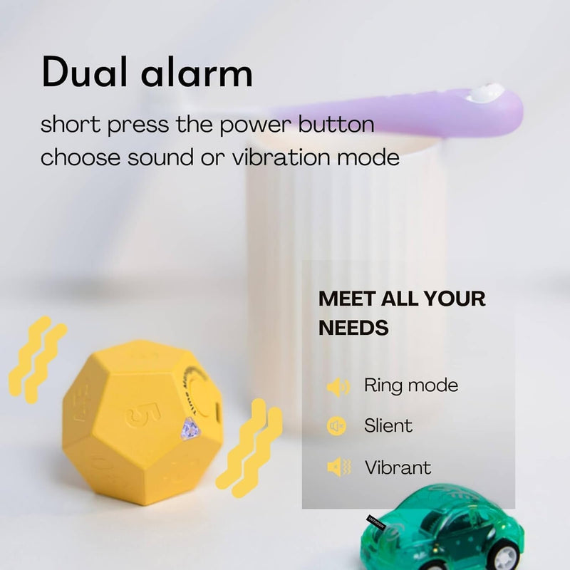 Rotating Pomodoro Timer Rechargeable Productivity Timer,Shower Timer Waterproof,Magnetic Flip Mute,Vibrate & Sound Alert,Timer for Kitchen Cooking,Kids Study,Desk,ADHD (Yellow&White&Pink) Yellow&white&pink