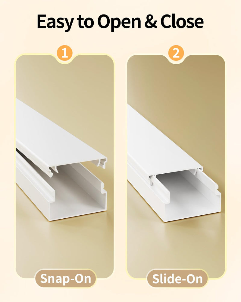 Yecaye 70.8in Cord Hider for 2-3 Wires on Wall, W0.94in H0.55in, White | TV Cord Covers, Medium TV Cable Hider, Paintable Cable Raceway 70.8in L*0.94in W*0.55in H
