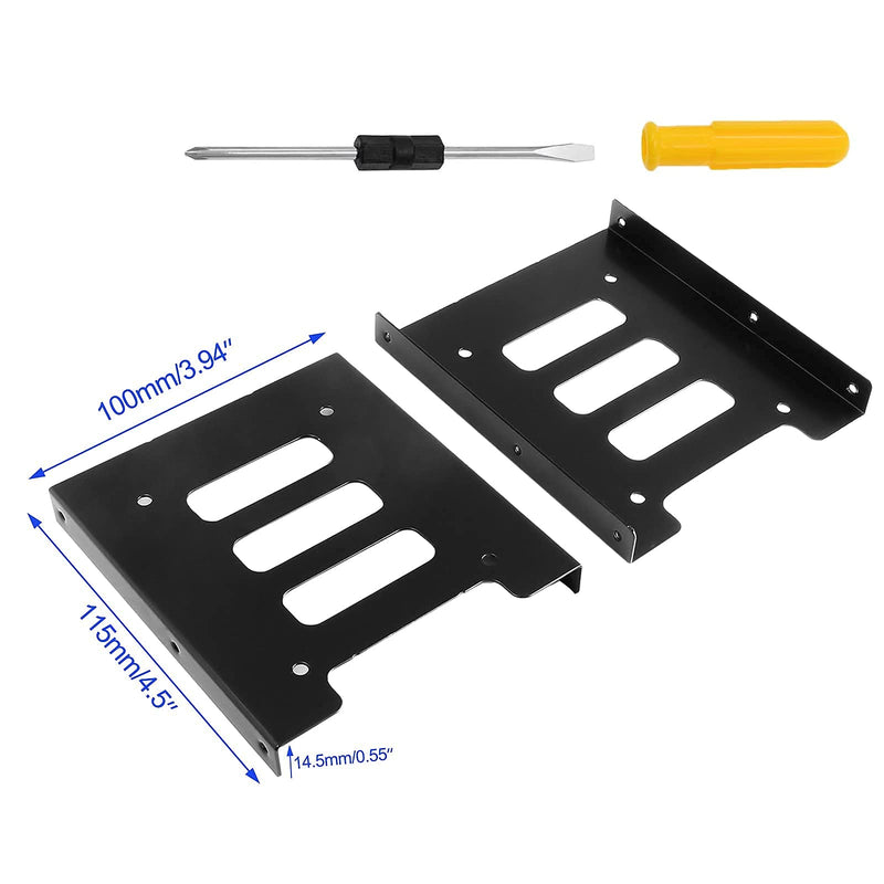 4PCS SSD Bracket 2.5 to 3.5 Adapter, SSD HDD Hard Disk Drive Bays Holder, SSD Mounting Bracket Kit Metal Mounting Bracket Adapter with Screwdriver and Screws 4pcs