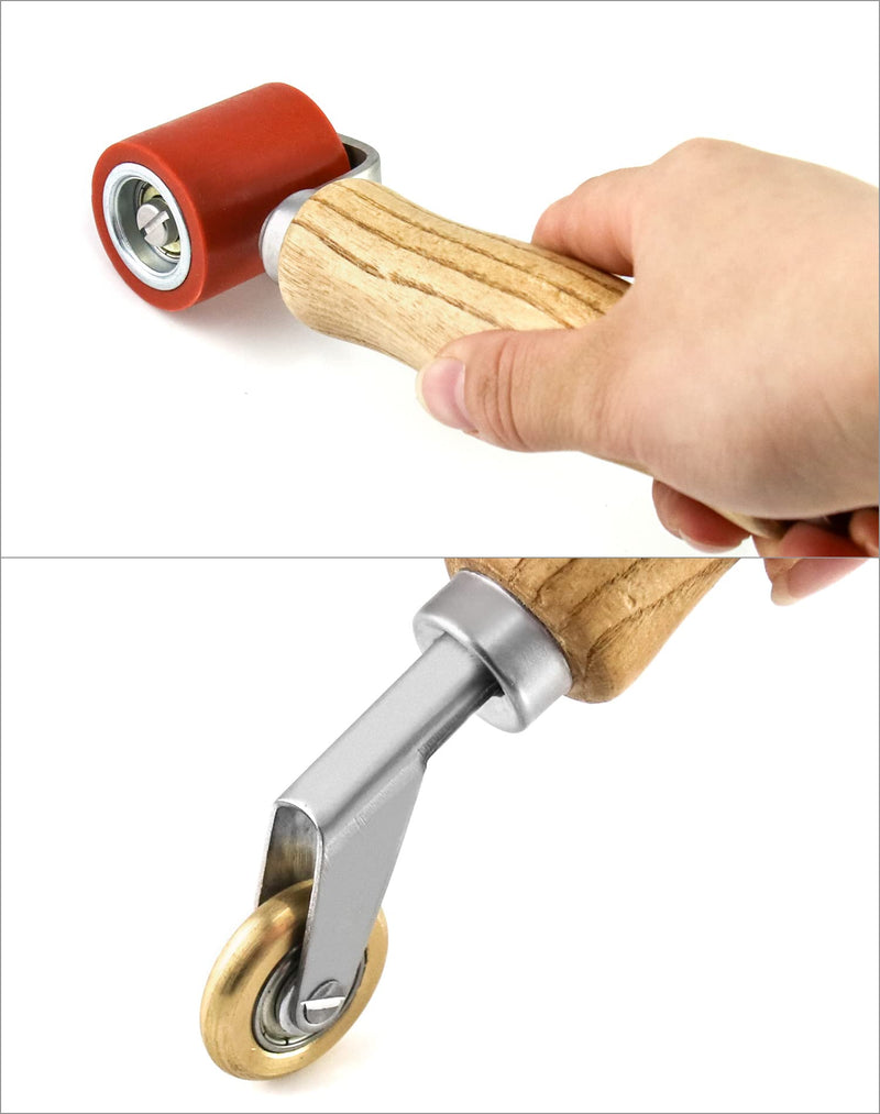 QWORK Seam Roller, 40mm Silicone Seam Roller with 6mm Brass Detail Penny Roller, Smoothing Seam Roller Tool for PVC/TPO/EPDM Single Ply Roofing Tape Seam Roller with Detail Penny Roller 1 Pc