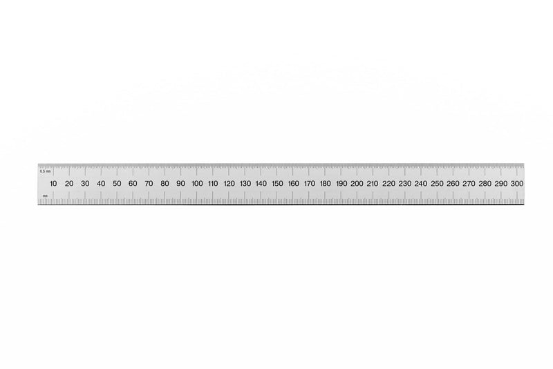 PEC Tools Rigid Metal Ruler, 12"/300mm High-Precision Steel Rule with Satin Chrome Finish, English & Metric Graduation (1/32", 1/64", 0.5mm, 1.0mm), Fully Hardened and Tempered, Made in USA Carbon Steel-Rigid