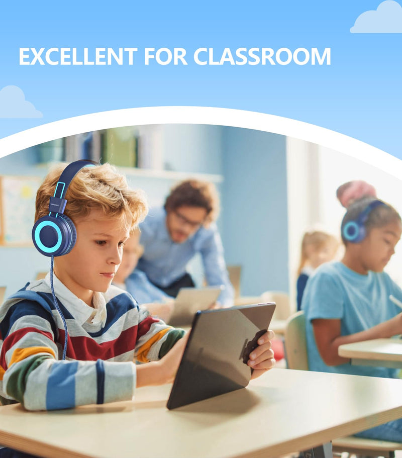 Upgrade USB Type C Kids Headphone for School, 94dB Safe Volume Limited, HD Stereo Sound, Foldable Lightweight On-Ear Headphones for Boys/Girls/Students/Tablet/Travel