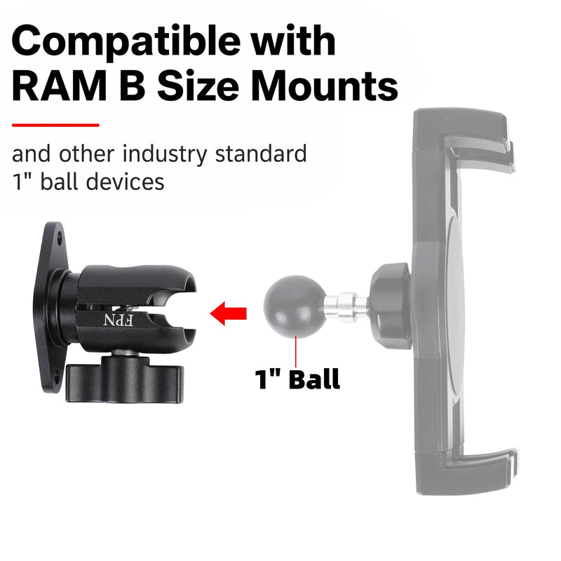 All-Metal Single Socket Arm with Diamond Plate Base for RAM B Size Mounts | AMPS Mounting Base, Fits 1" Ball Phone Holder/GPS Mount, 360° Rotation