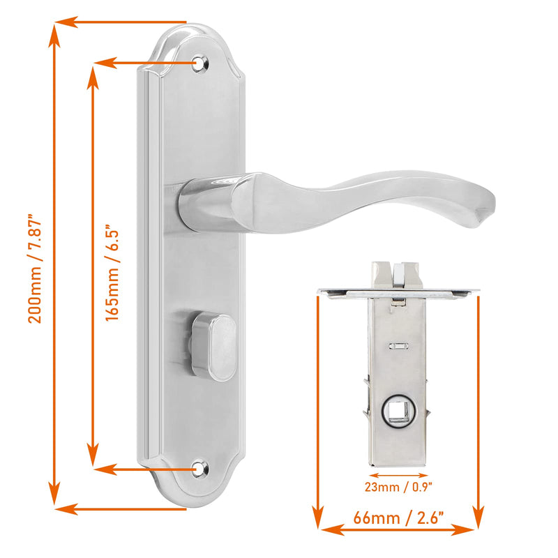 Front Door Lock Set Single Cylinder Handle and Deadbolt Lock Set with Door Lever, 6.5" Screw Hole Distance, Silver 165mm/6.5" Hole Distance, Single Cylinder