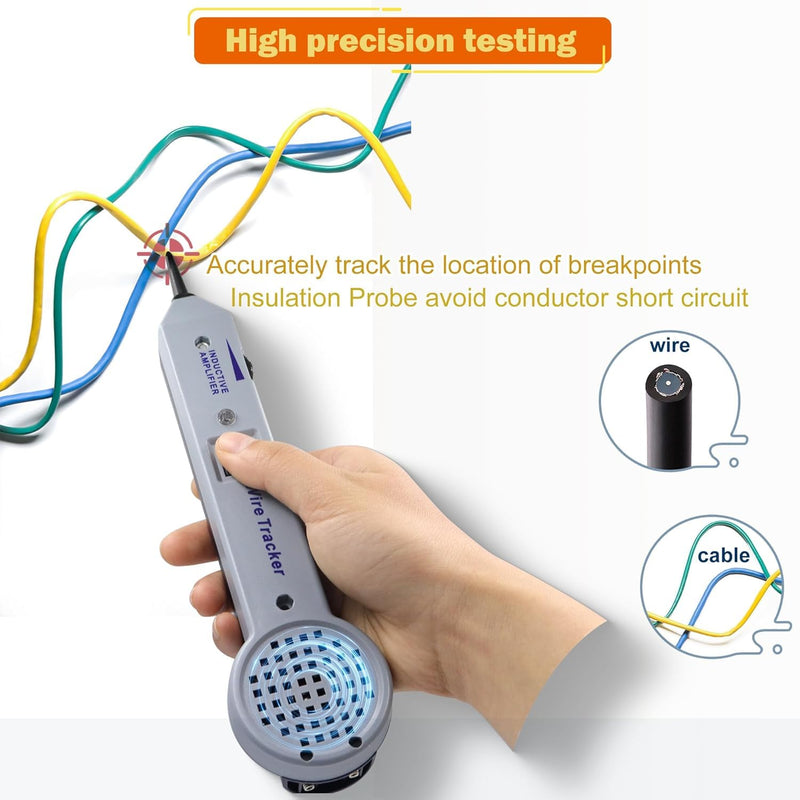 Network Cable Tracing Tester Kit, Tracer Circuit Tester with Audible and Visual Indication, Tone Generator Kit Line Finder for Telephone, Coax, Trace Data, Security, Electrical Cables