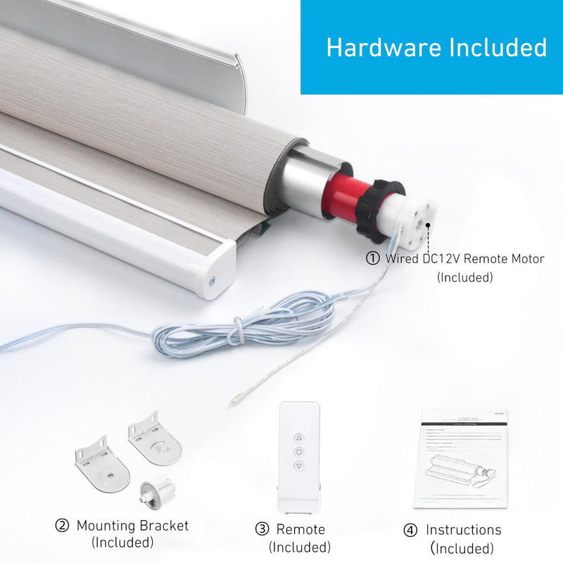 Rollerhouse DC12V EY2512 Shade Motor Electric Blind Motor Remote Control Wired Compatible with 38mm Shade Tube DIY Electric Roller Blinds/Shades