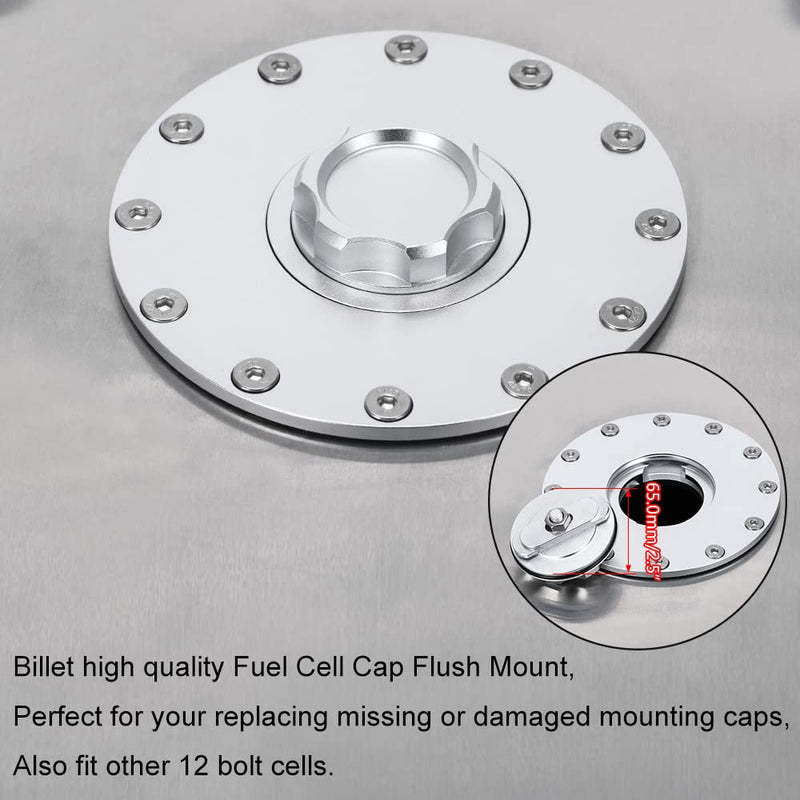 PTNHZ Universal Billet Aluminum Fuel Cell Cap Embedded Auxiliary Oil Tank Cover Flush Mount With 12 Hole Cell Bung and Gasket Embedded Oil Tank Cover