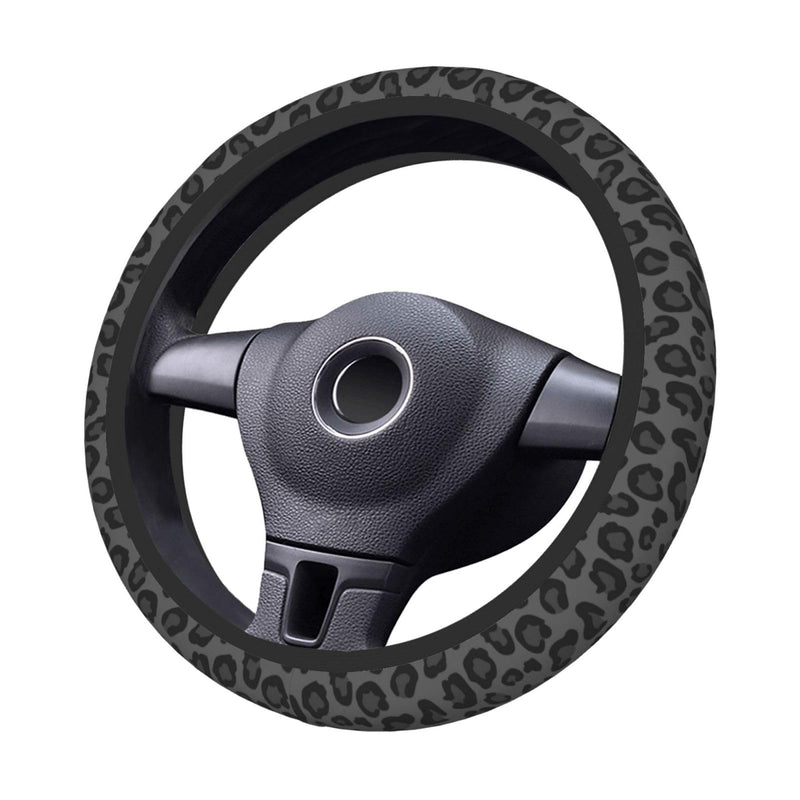 Black Leopard Cheetah Steering Wheel Cover for Women Girls, Anti-Slip High Elastic Breathable Soft Rubber Car Steering Wheel Cover, Universal 15 Inch Fit for Cars, Auto, SUVs Black leopard cheetah print