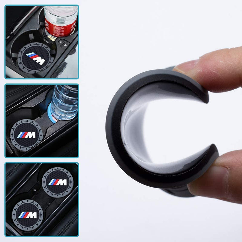 for BMW M Car Cup Holder Coaster, Auto Cup Holder Insert Coaster Compatible with BMW M M2 M4 M5 M6 M8 X1 X2 X3 X5 X6 M135i M240i Z4 328i X7, 2PCS baoMma