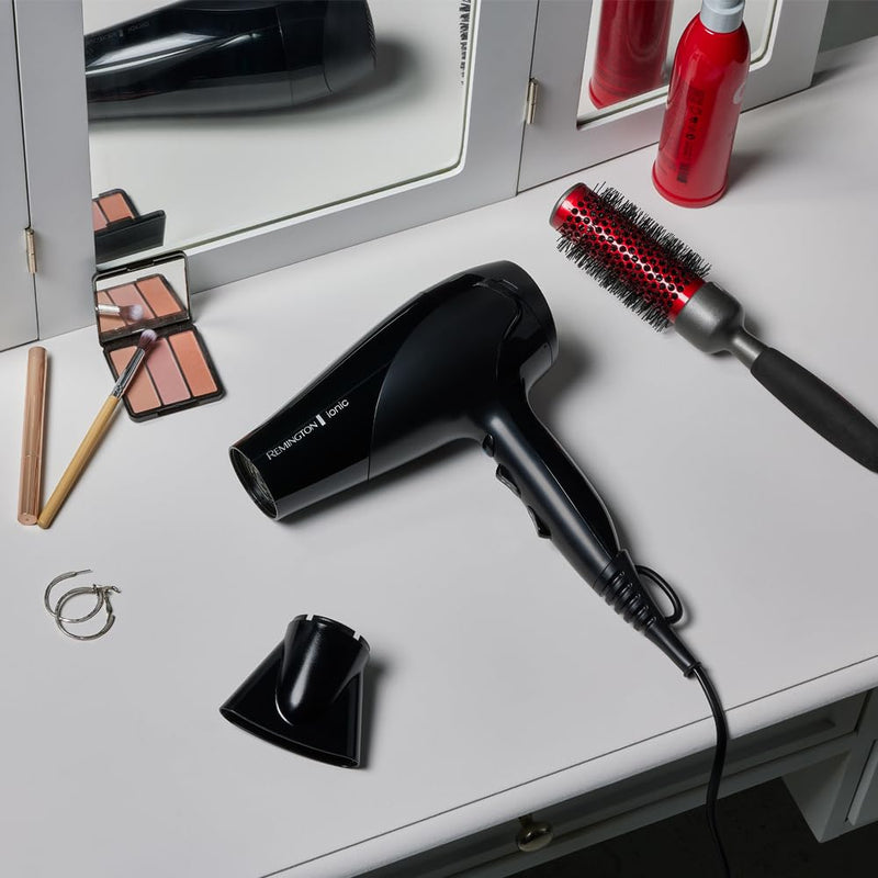  [AUSTRALIA] - Remington Hair Dryer Ionic Dry (2200 Watt, Powerful, Ionic Technology for A Lint Free Result, Diffuser, Coolshot) Hair Dryer D3198 [Amazon Exclusive] pro