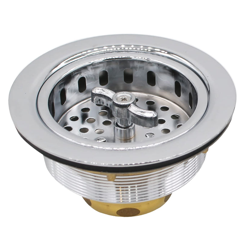 Westbrass A213-26 3-1/2" Wing Nut Twist Style Large Kitchen Sink Basket Strainer, Polished Chrome