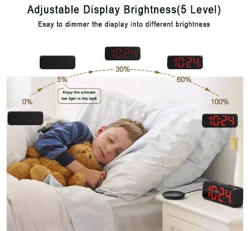 MOZAC Bomb Dual Extra Loud Alarm Clock with Bed Shaker, Black Heavy Sleepers, Battery Backup | Wake with a Shake