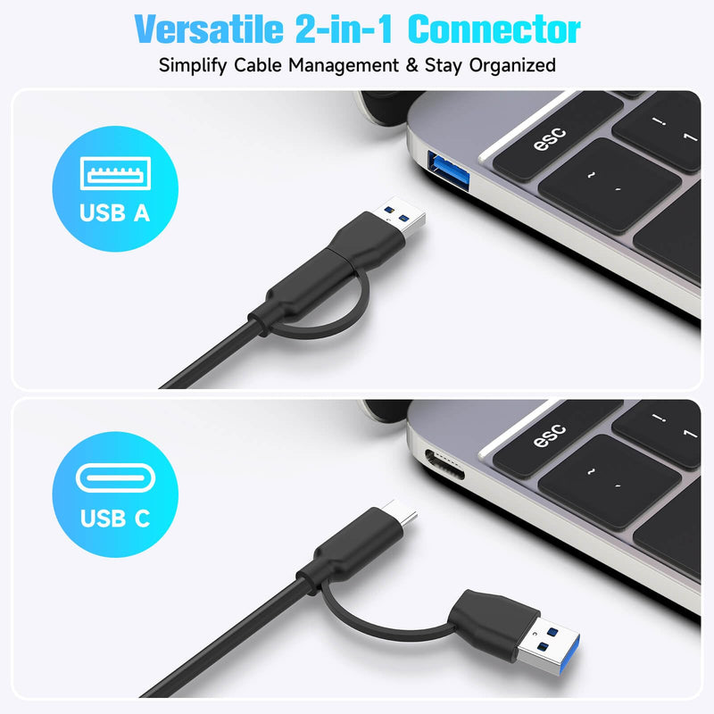 RSHTECH 10-Port Powered USB C 3.2 Hub 60W with 10Gbps USB 3.2 Ports(6C+4A) | Individual ON/OFF Switches, 3.3ft Detachable Cable, Aluminum USB Extender Hub for Laptop PC, RSH-H10C6