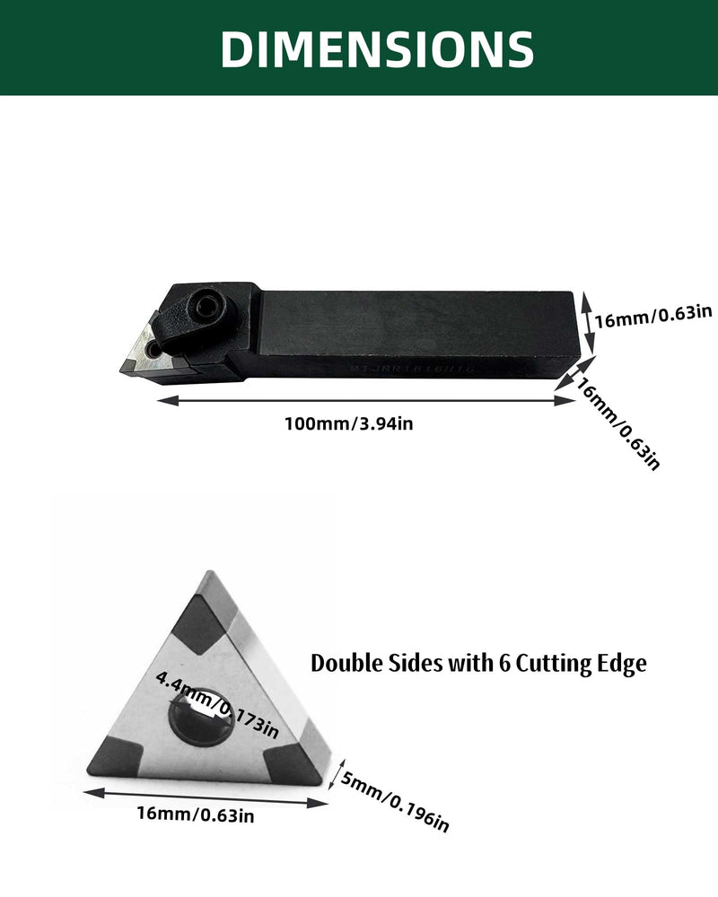 TNMG160404&TNMG160408 CBN-6 Boron Nitride Turning Insert with MTJNR1616H16 External Turning Lathe Cutting Tool Holder,High Speed Finishing of Heat Treated Steel,Sintered Ferrous Alloy and Cast Iron