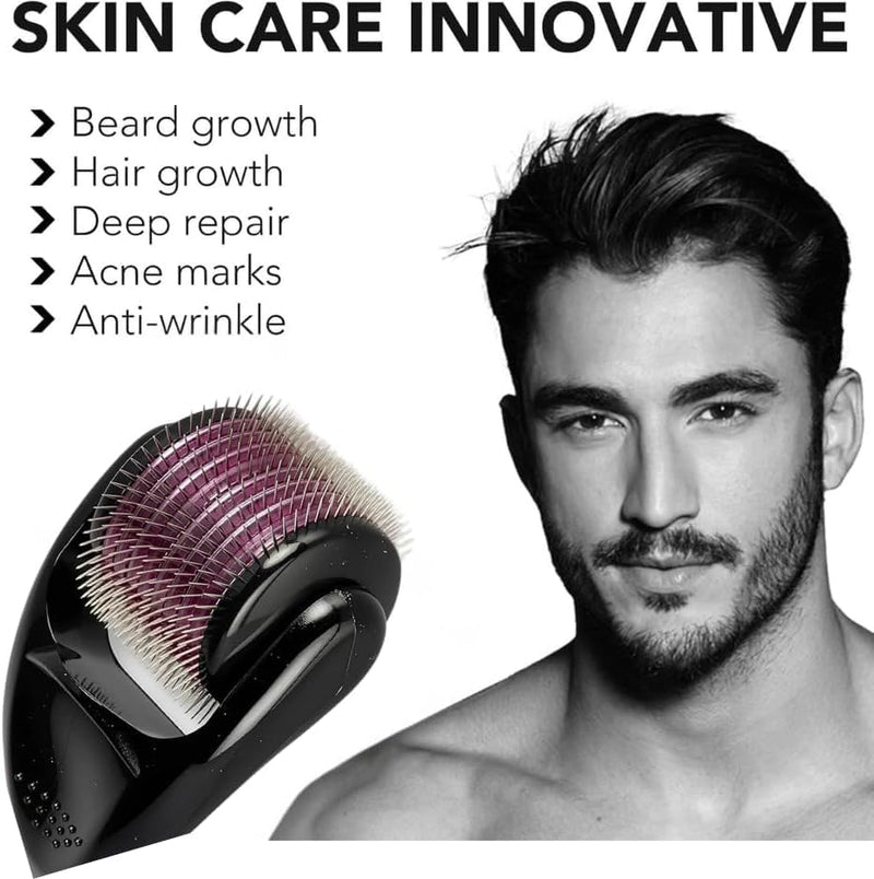 Derma Roller for Skin,Beard Derma Roller for Hair Growth & Care,Facial Roll, Micro needling 0.25mm 0.5mm 1mm 1.5mm,540 Titanium Micro Needles for Facial,Body & Hair Growth (1MM)