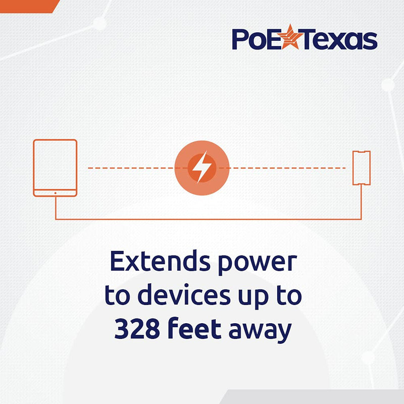 PoE Texas Power Over Ethernet Adapter for Apple Tablets and Phone - Converts 802.3af PoE Switch, Injector to 5V 12W for POS, Digital Signs, Conference Rooms - Splitter Extends Charging & Data to 328' 5 Volt 12 Watt - Lightning + Data