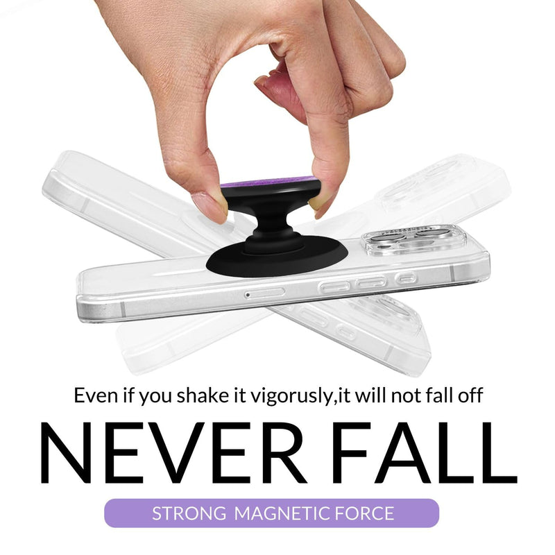 for MagSafe Phone Grip,Soft Silicone Magnetic Collapsible Cell Phone Finger Grip for iPhone 17/16/15/14/13,12 and Smartphones Tablets - Purple Glitter