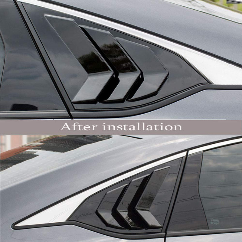 ABS Rear Side Window Louvers Air Vent Scoop Shades Cover Blinds Trim for Honda Accord 2018 2019 2020 2021 2022（Bright Black） Bright black