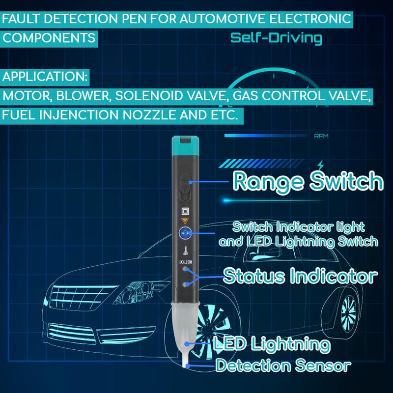 Auto Ignition Coil Tester Tool MST-101 Car Spark Test Pen Automotive Electronic Faults Detector Voltage Pen with LED Diagnostic Car Voltage Test Electrical Fuse Tester for Sedan SUV RV Truck