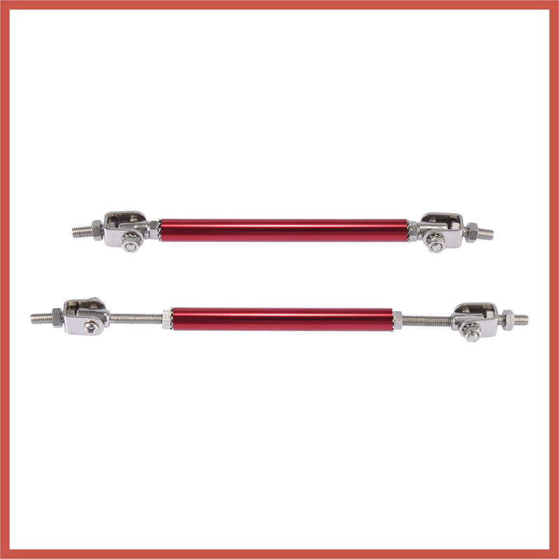 ACROPIX 2pcs 7"-9" Car Adjustable Front Bumper Lip Splitter Strut Tie Rod Bar Universal Red Car Parts