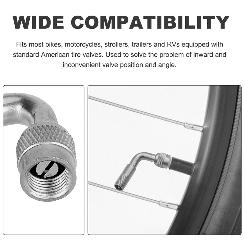 6 PCS Valve Stem Extenders, 45 90 135 Degree Angled Automotive Tire Valve Extension Adaptor, Universal Valve Stem Extension for Car Motorcycle Scooter, Car Accessories (Silver) Silver