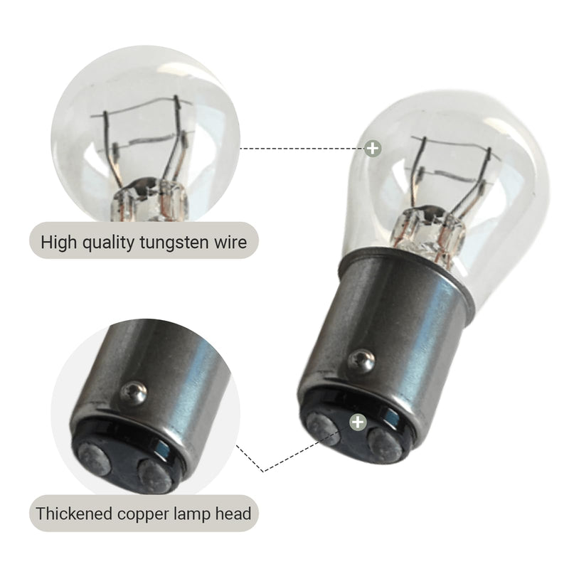 10 PCS Car S25 BAY15D Brake Bulb, 6V 21/5W High Brightness Waterproof Double Filament Bulb, Clear Light Double Contact Brake Tail Light for Most Motorcycles, Plug and Play (White) 10 PCS White #BAY15D