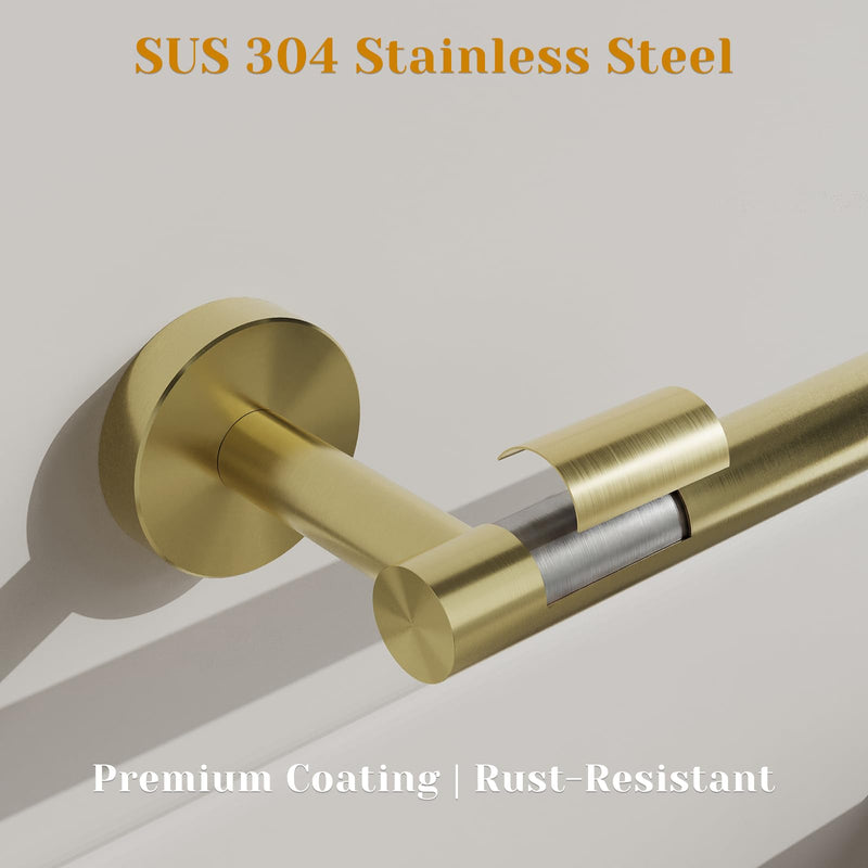 BWE Wall Mount Toilet Paper Holder, Brushed Gold, SUS 304 Steel | Brushed Finish | Rust Resistant | No Wobbling | Fits Mega Rolls | Easy Install