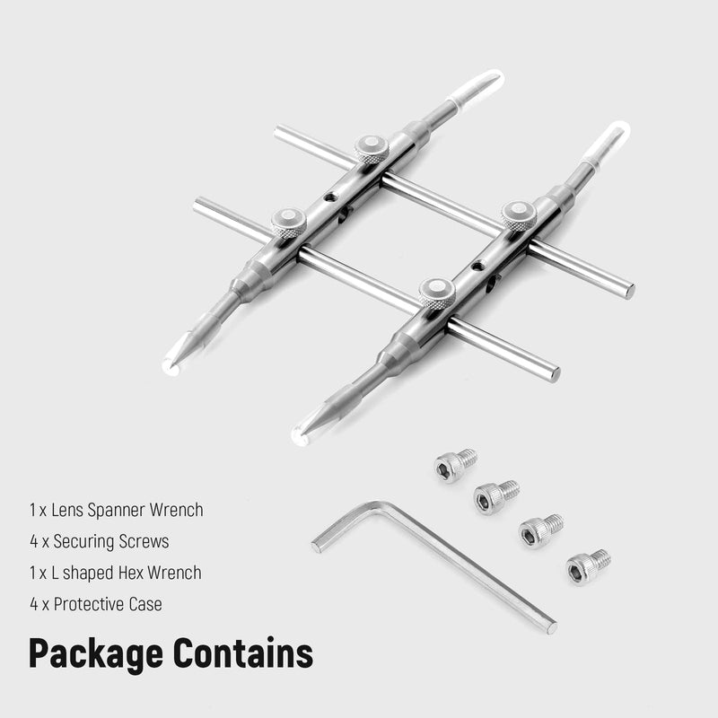 NEEWER Stainless Steel Lens Spanner Wrench, Professional Curved Double Sided Pointy/Flat Tips Lens Removal Tool with Four Screws, Lens Repairing Opening Wrench for DSLR Camera Lens, Telescope Lens HW-05