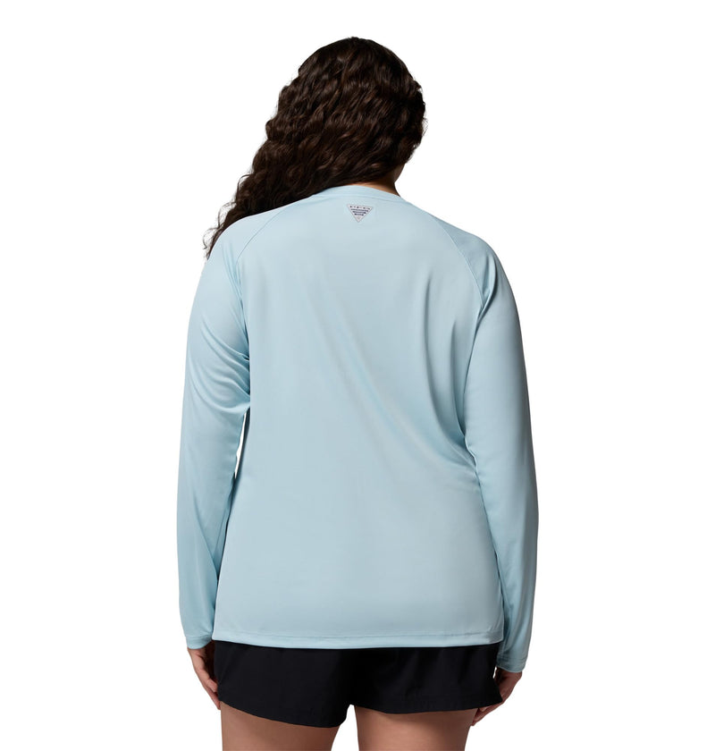 Columbia Women's PFG Tidal Tee II Long Sleeve Sun Protection Shirt, Marine Light/Nocturnal Logo, Medium