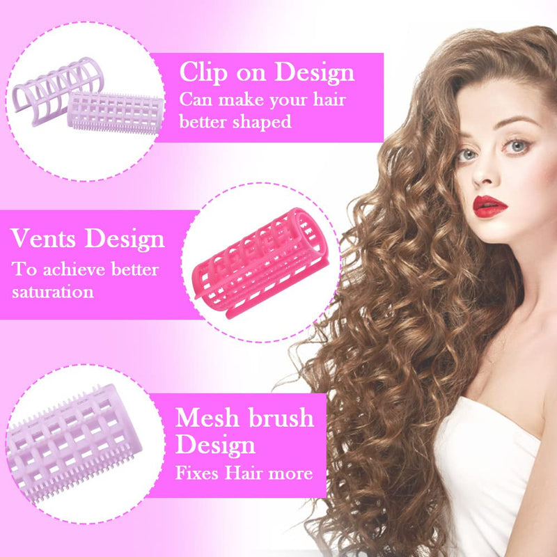 30 PCS Plastic Hair Rollers Curlers 5 Size Snap on Rollers No Heat Self Grip Hair Rollers for Short Long Hair, DIY Salon Hairdressing Curlers with 5 Duckbill Clips for Barber Hair Dressing
