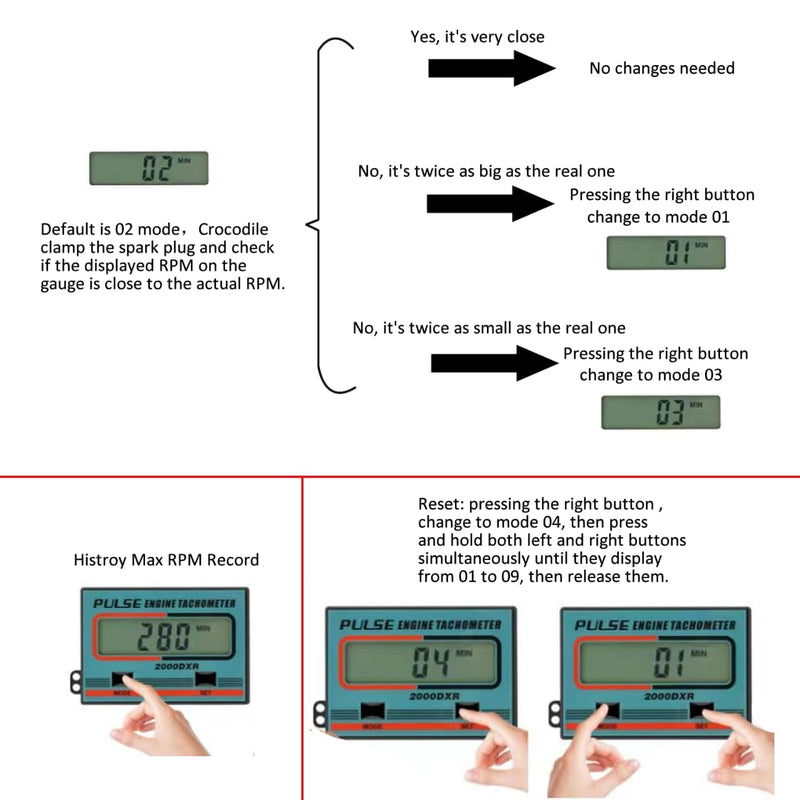 Digital Tachometer, 2 Stroke 4 Stroke Small Engine Tachometer, Chainsaw Tach Gauge Tach Meter, LCD Display Tach Gauge for Chainsaw Lawnmowers Motocross Boat Tractor B