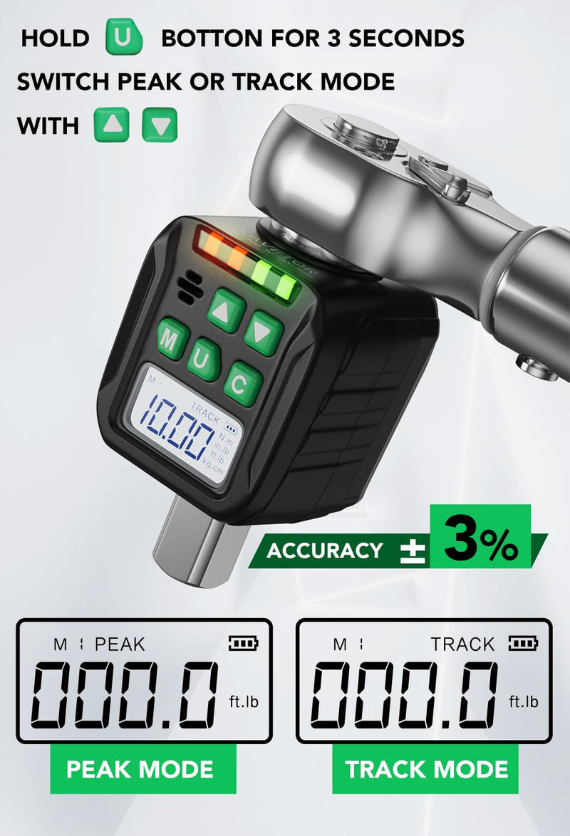 Digital Torque Wrench Adapter Set 1/2" Drive,Electric Wrenches,Snap on Digital Inch Pound Torque Wrench,1/4",3/8" Torque Adapter for Car,Motorcycle & Automotive (5-99.5 Ft-lb/6.75-135 Nm) 5-99.5 Ft-lb/6.75-135 Nm