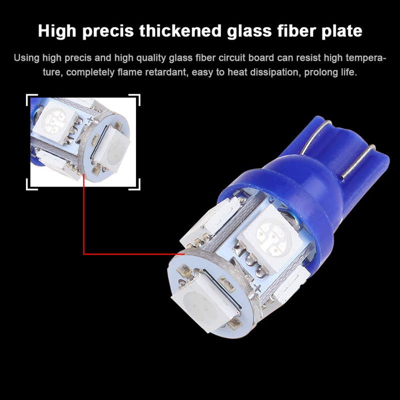 cciyu 10 Pack Blue T10 5-5050-SMD PC194 LED Bulb Instrument Panel Cluster Dash Light Twist Lock Socket Fit 2000-2002 For Honda Accord