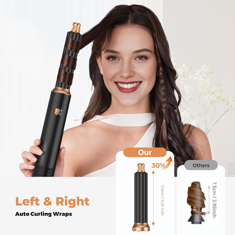 Air Hair Styler 5 in 1, Magic Styer, 1000W Hair Dryer Brush for Hair Styling, Hot Air Brush for Volumizing, Hair Wrap Dryer Set with Detachable Heads Comb Bronze