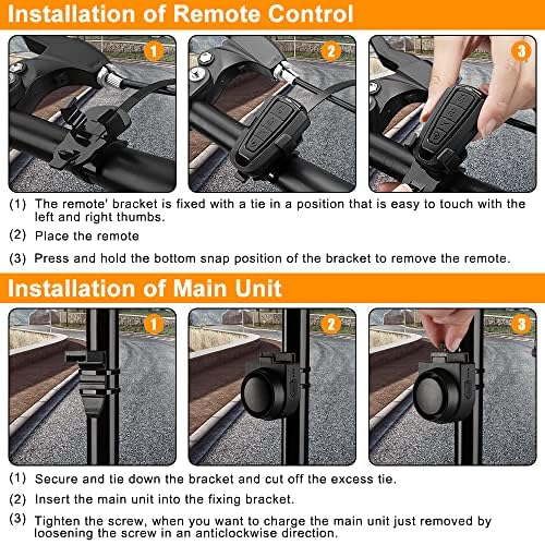 ONVIAN Wireless Bike Alarm with Remote, 115dB Loud Bicycle Anti Theft Alarm Vibration Motion Sensor System, USB-C Rechargeable Bike Alarms for Ebikes, Motorcycle, Scooter, Car, IPX5 Waterproof A2-1pack