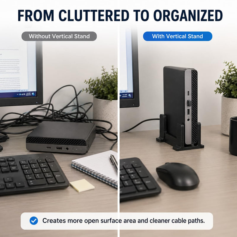 Vertical Desk Stand Compatible with HP EliteDesk 800 G3 G4 G5 Mini – Stable Upright Support | Space-Saving Side Grip Holder | Small Form Factor Computer Base