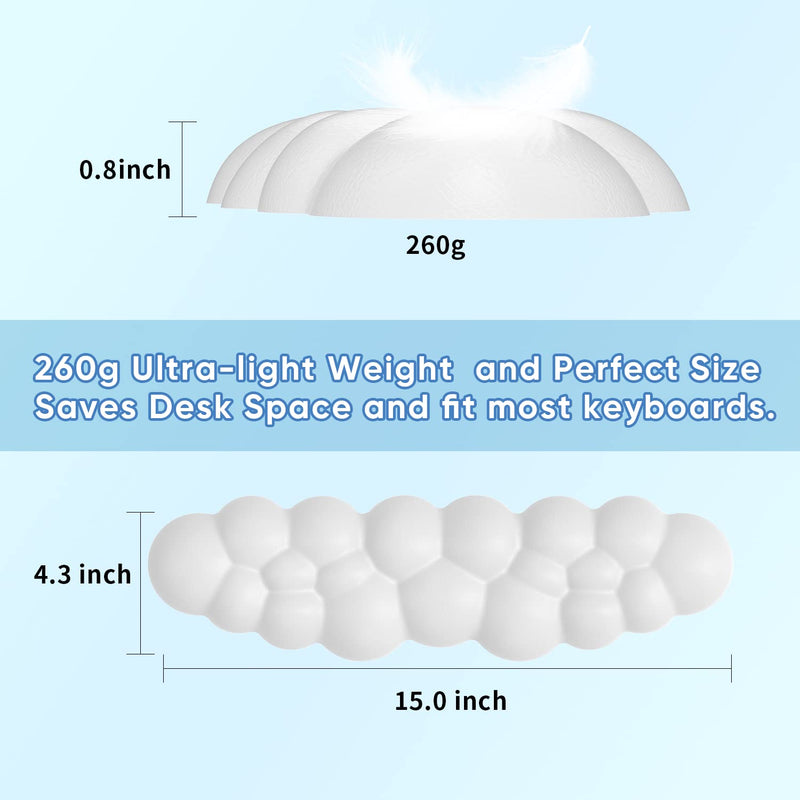  [AUSTRALIA] - Cloud Wrist Rest Keyboard, White Cloud Palm Rest with PU Leather Memory Foam Cute Keyboard Rest for Wrist Support and Arm Rest, Desk Cloud Wrist Pad for PC Gaming/Hand Cushion/Computer/Office