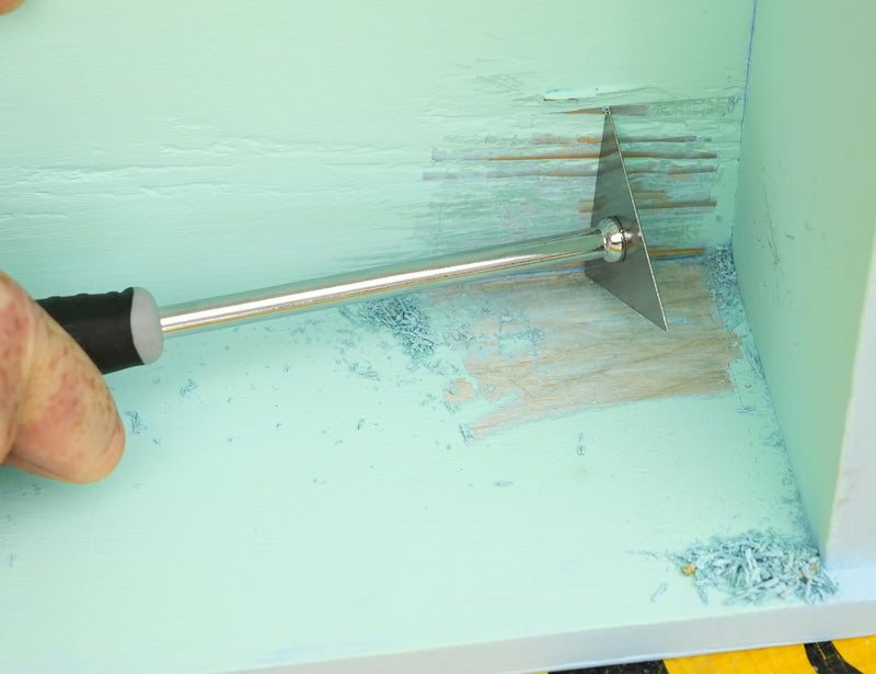ROLLINGDOG Shave Hook Triangle Stainless Steel - Removing Paint and Varish From Flat Surfaces With Hammer Cap
