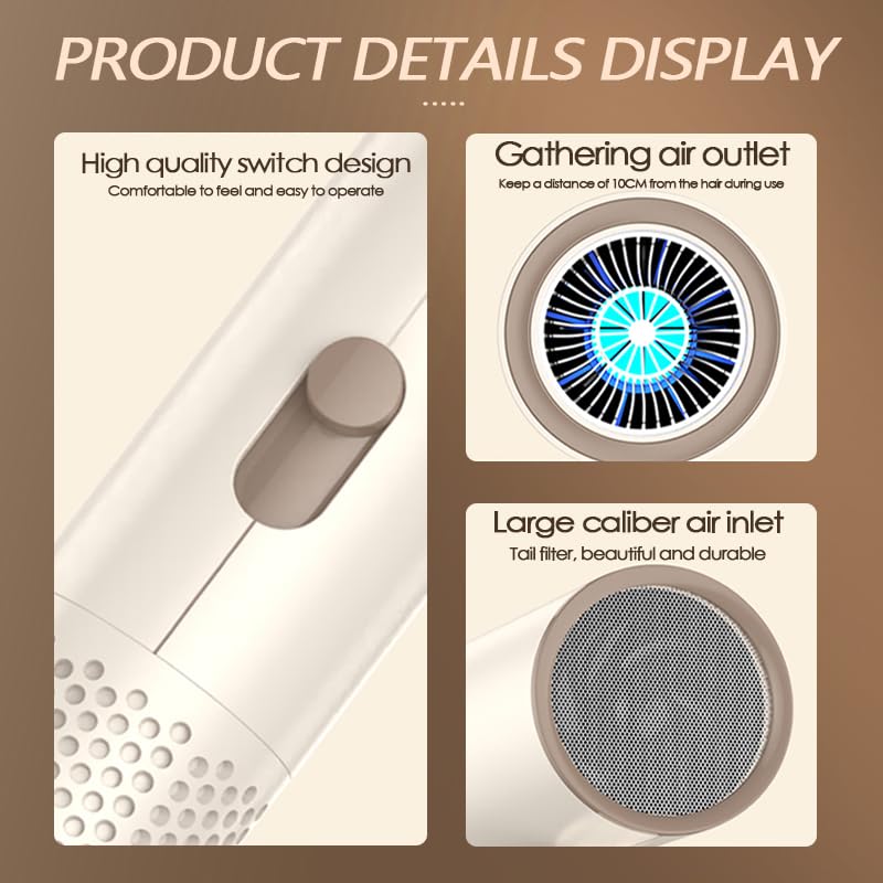 Professional Ionic Hair Dryer with Concentrator, Lightweight Fast Drying Blow Dryer for Curly & Straight Hair, Travel Hairdryer with 3 Heat/2 Speed Settings & Cool Shot Khaki