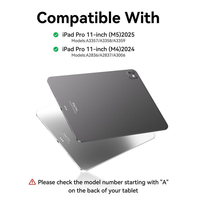 for iPad Pro M5/M4 11" Keyboard Case with Wireless Magnetic Keyboard | Folder Style Cover Three Adjustable Angles with Pen Slot and Honeycomb Heat Dissipation for iPad Pro (M5/M4,2025/2024),Black